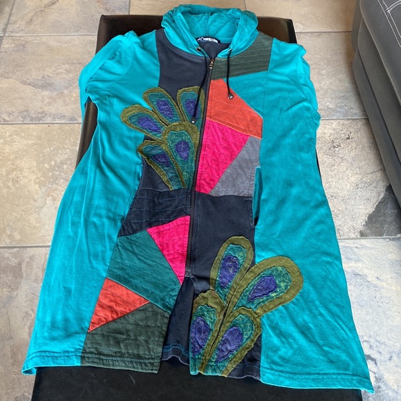 Leopards and Roses Funky Hippy/Boho Zippered Tunic/Hoodie - Size Large - Picture 8 of 13